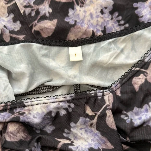 Zimmermann Floral Stretch Slip Mini Dress Black Lavender Purple Semi-Sheer - Picture 5 of 9